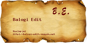 Balogi Edit névjegykártya